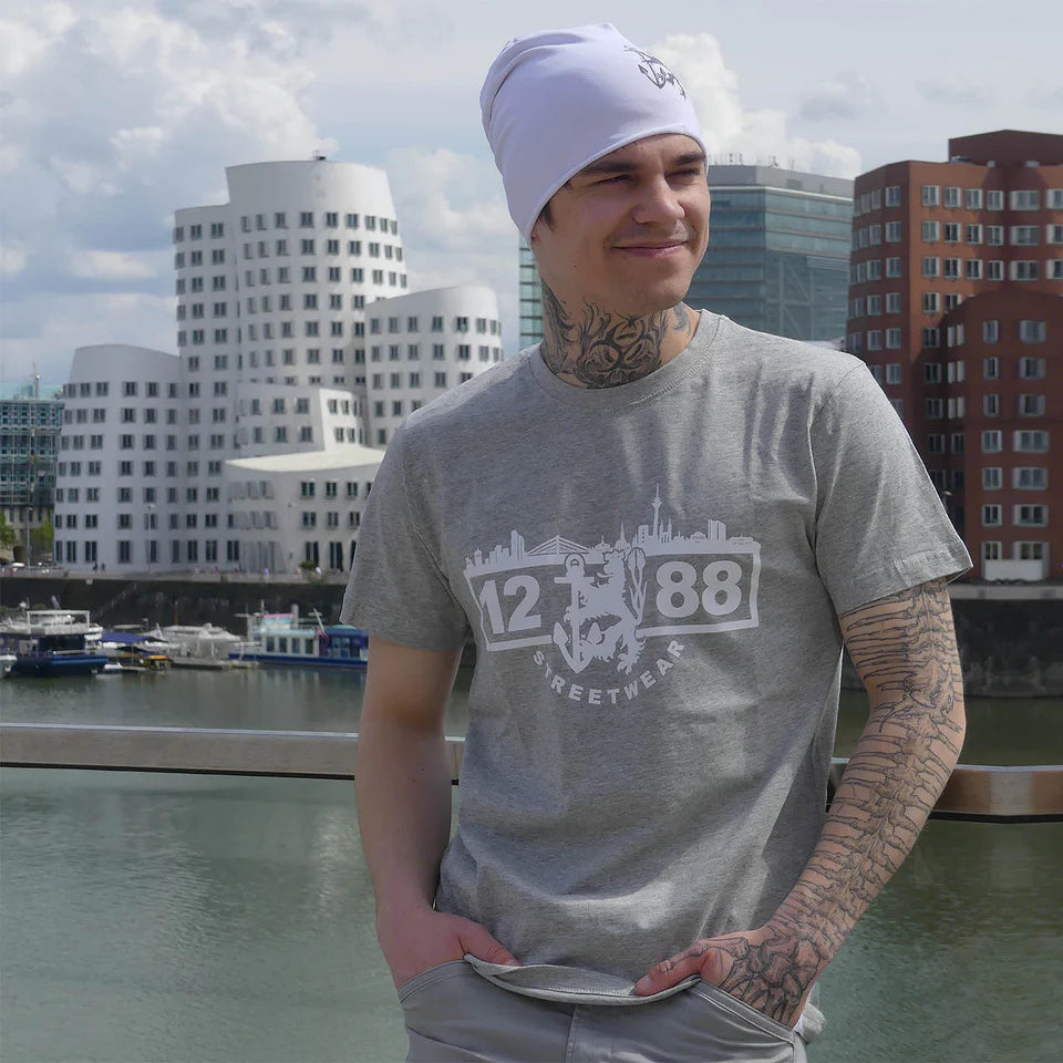 1288-Streetwear Logo T-Shirt Grau | Premium Baumwolle | S-4XL