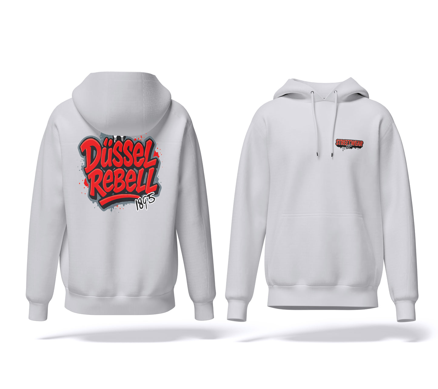 DüsselRebell Logo Hoodie weiß | Düsseldorf Street Art | S-3XL