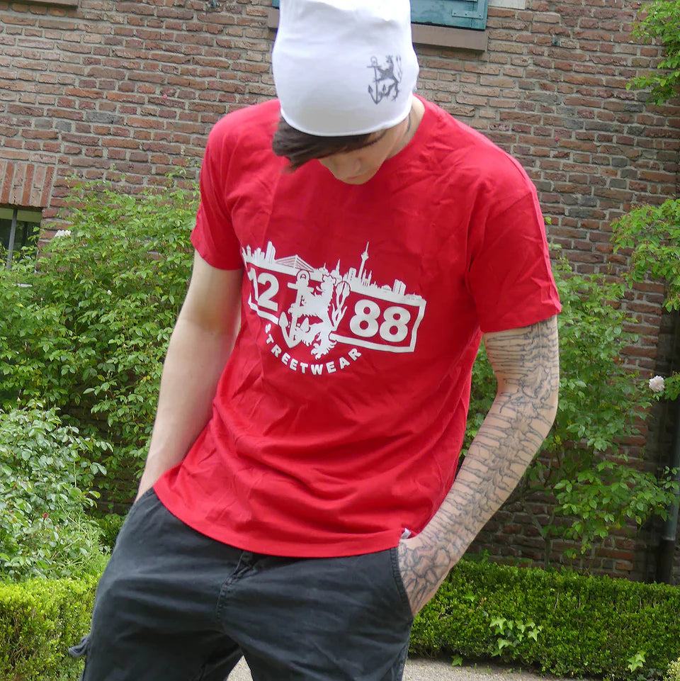 1288-Streetwear Logo T-Shirt Rot | Urban Style | Größen S-4XL