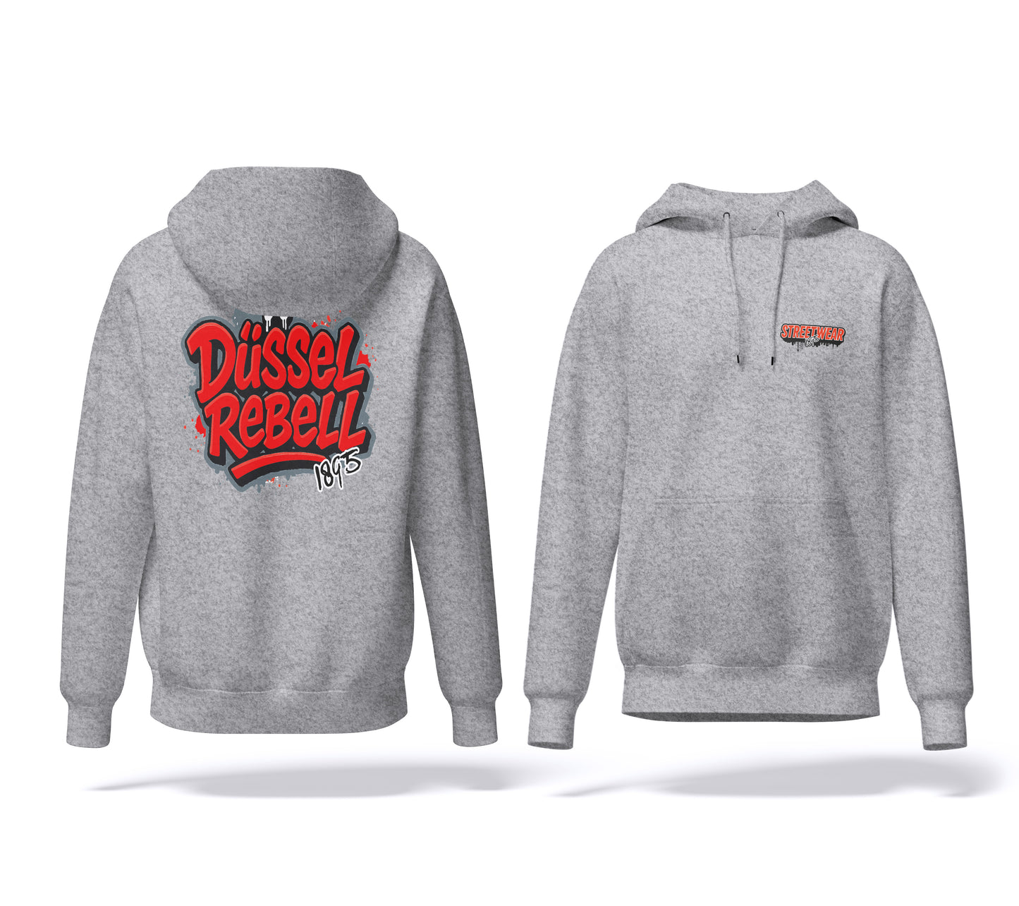 DüsselRebell Logo Hoodie grau | Düsseldorf Street Art | S-3XL