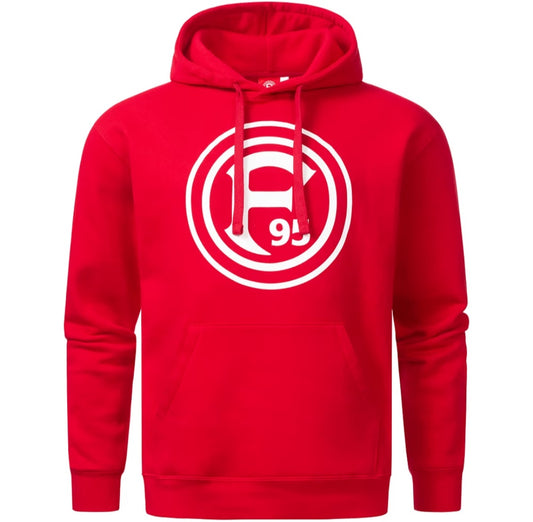 F95 Kinder Hoodie Logo Rot | Fortuna Düsseldorf Kinder Kapuzenpullover | 104-164