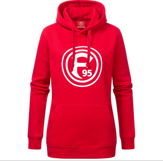 F95 Damen Hoodie Logo Rot | Fortuna Düsseldorf Hoodie Frauen | XS-XL