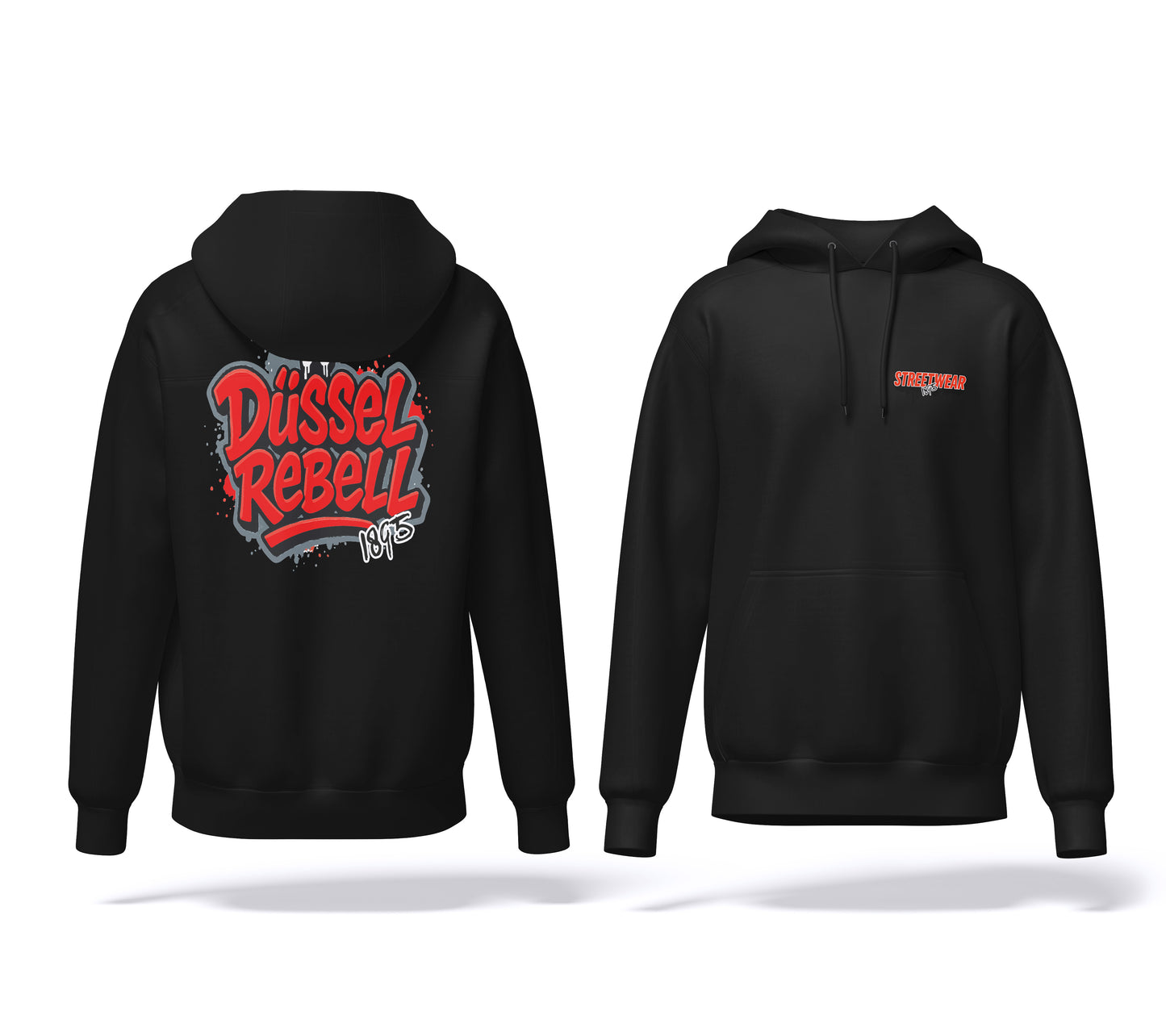 DüsselRebell Logo Hoodie schwarz | Düsseldorf Street Art | S-3XL