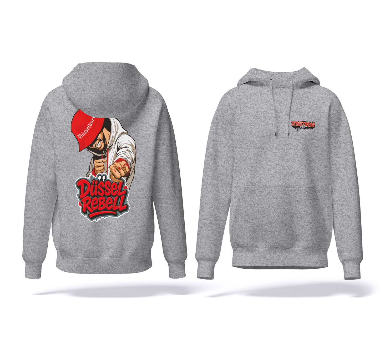 DüsselRebell Hoodie  grau | Düsseldorf Street Art | S-3XL