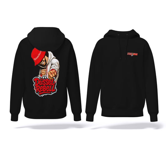 DüsselRebell Hoodie  Schwarz | Düsseldorf Street Art | S-3XL